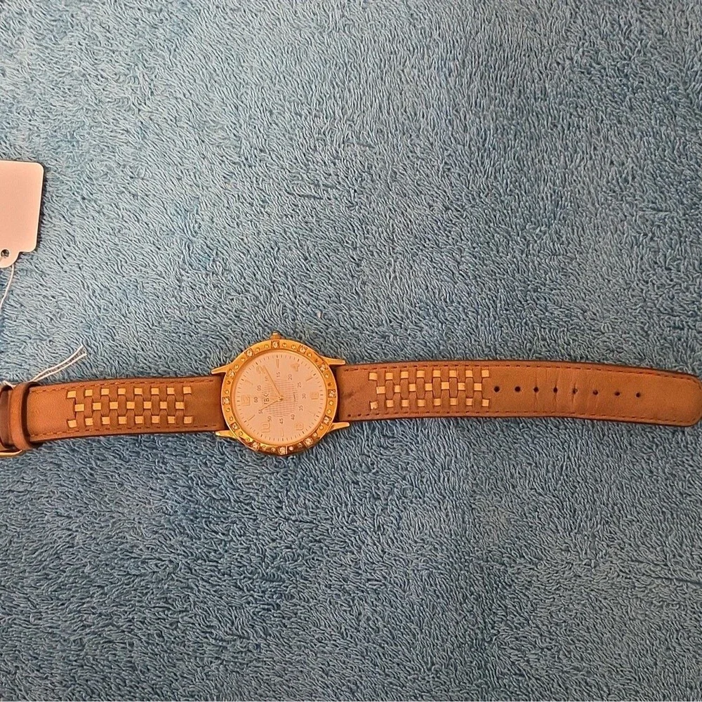 Camrose & Kross Teri Byk Women's Quartz Dress Watch Crystal Bezel Brown Leather